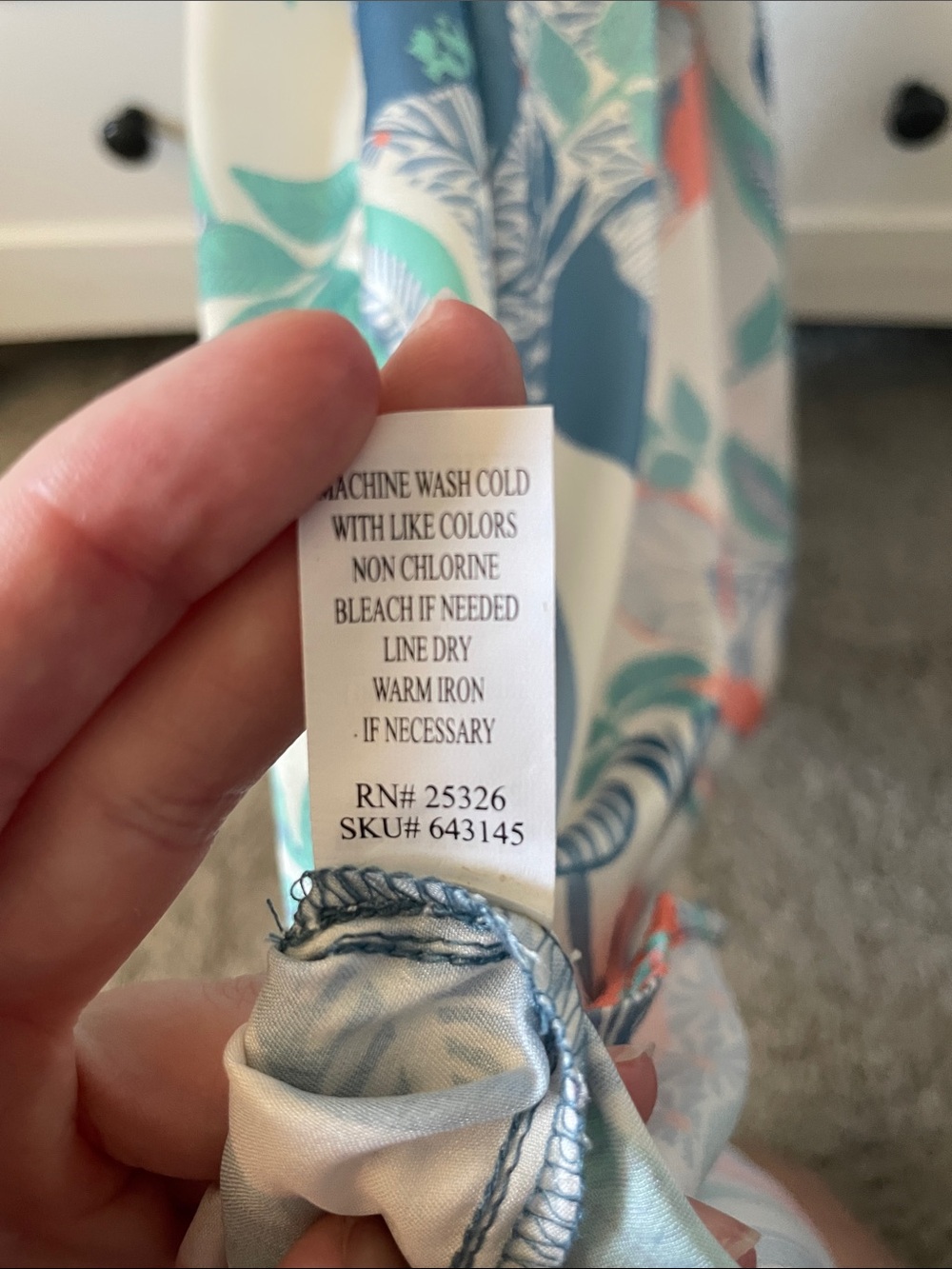 NWT World Market Blue and Coral Floral Satin Robe - Picture 8 of 9